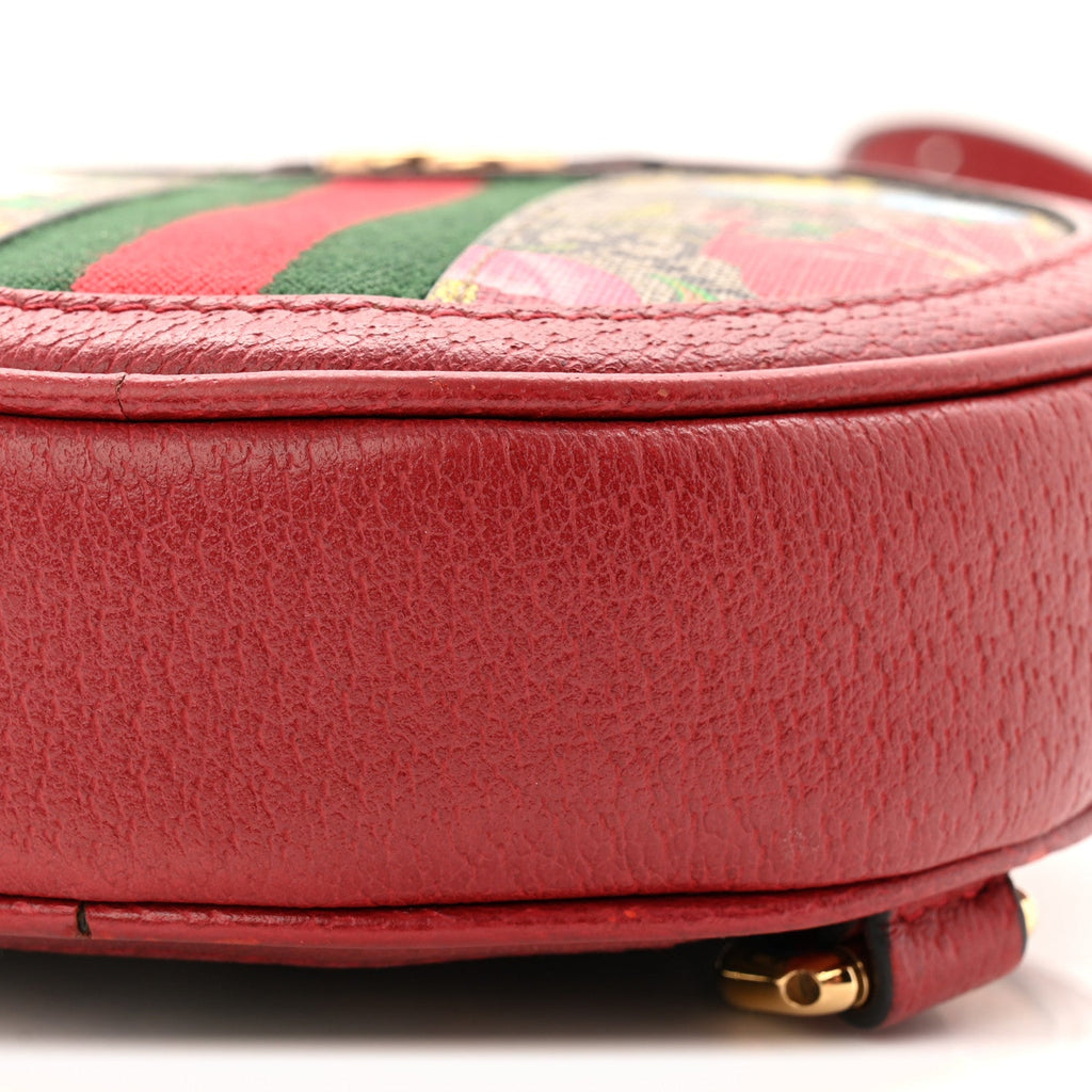 Gucci GG Supreme Monogram Web Flora Mini Ophidia Round Backpack Red