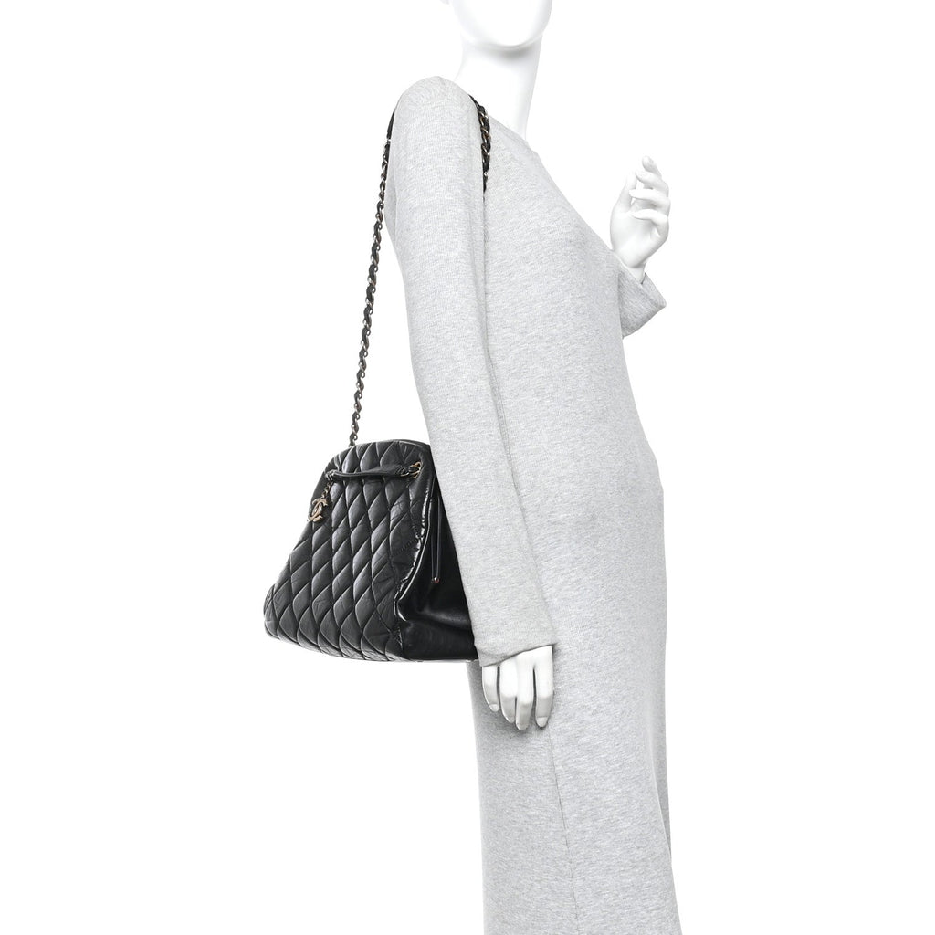 Chanel Aged Calfskin Large Just Mademoiselle Bowling Bag Black