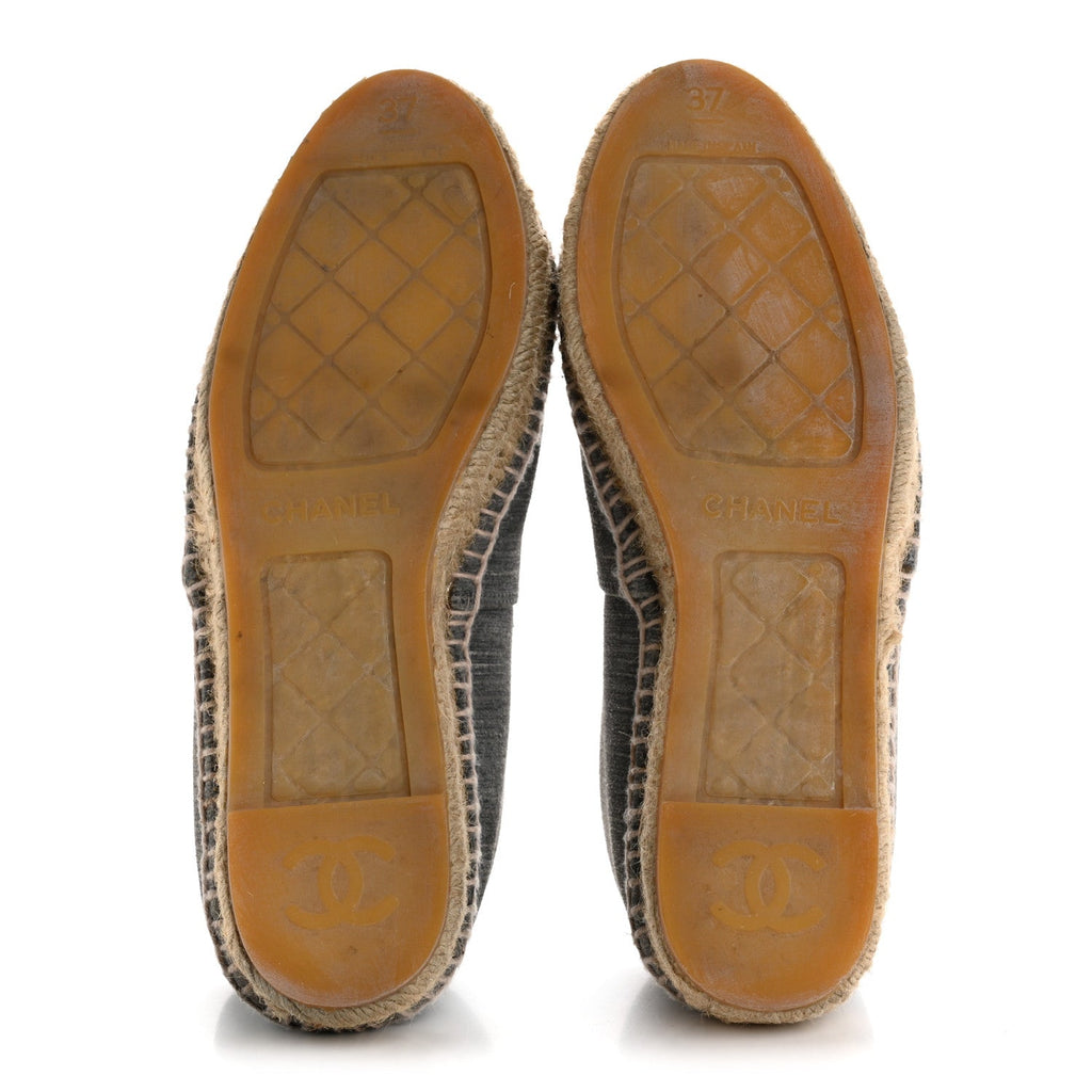 Chanel Striated Suede Espadrilles 37 Dark Grey