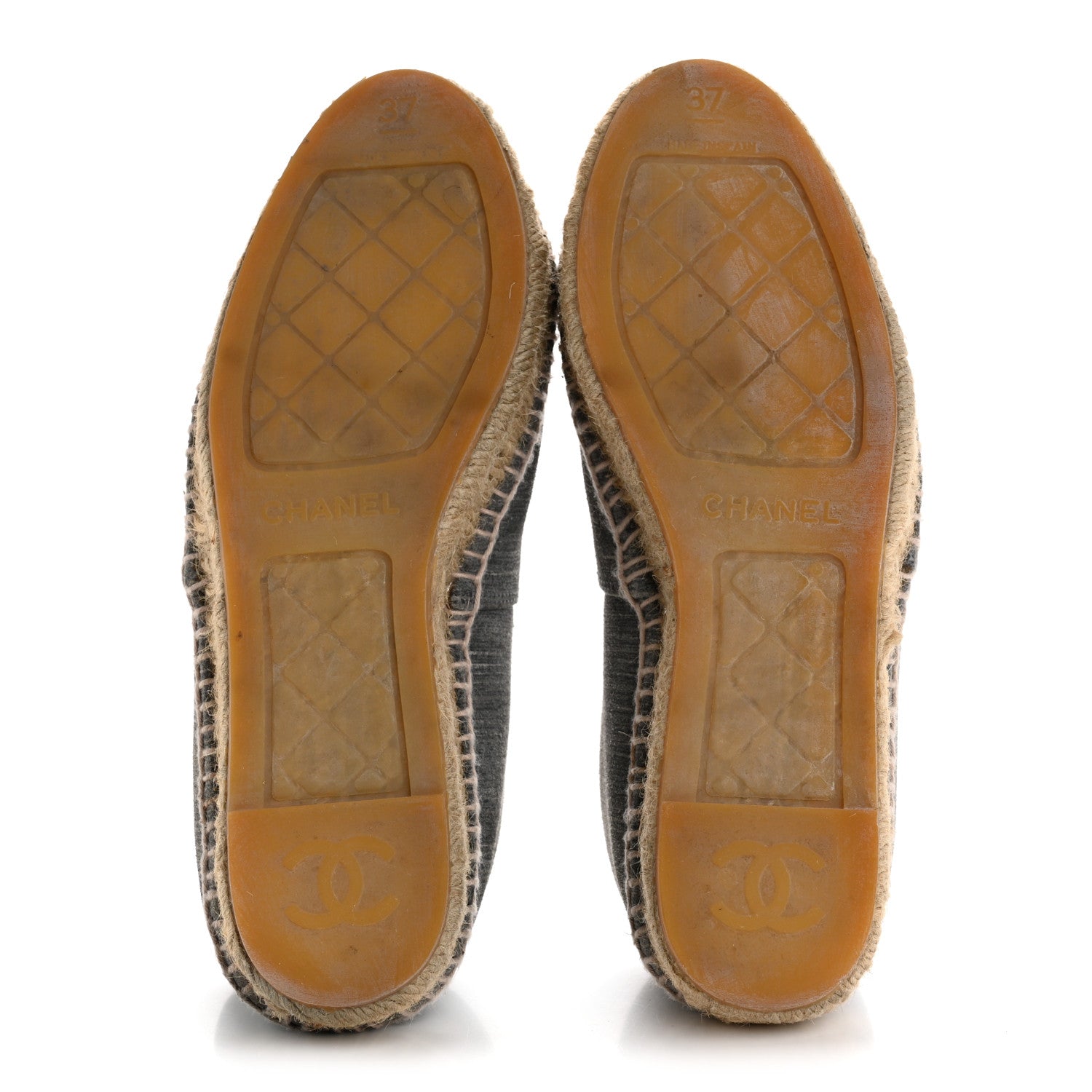 Chanel Striated Suede Espadrilles 37 Dark Grey