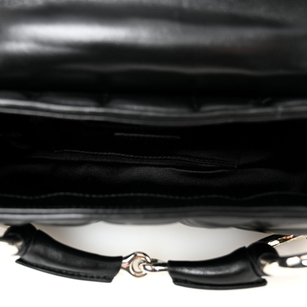 Gucci Nappa Vertical Matelasse Small Maxi Horsebit Chain Shoulder Bag Black