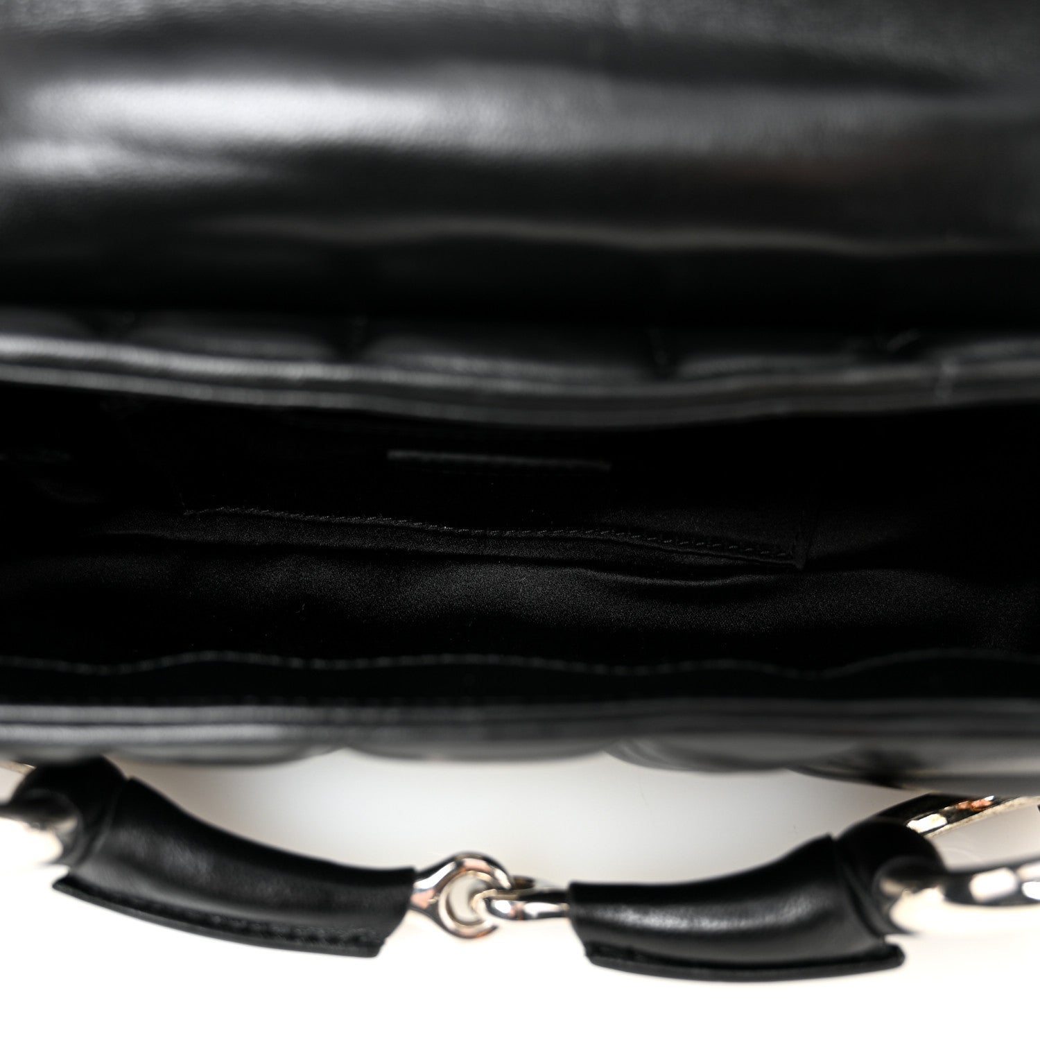 Gucci Nappa Vertical Matelasse Small Maxi Horsebit Chain Shoulder Bag Black