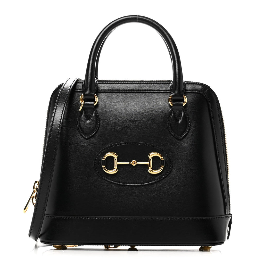 Gucci Boarded Plutone Calfskin Small Horsebit 1955 Top Handle Bag Black
