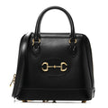Gucci Boarded Plutone Calfskin Small Horsebit 1955 Top Handle Bag Black
