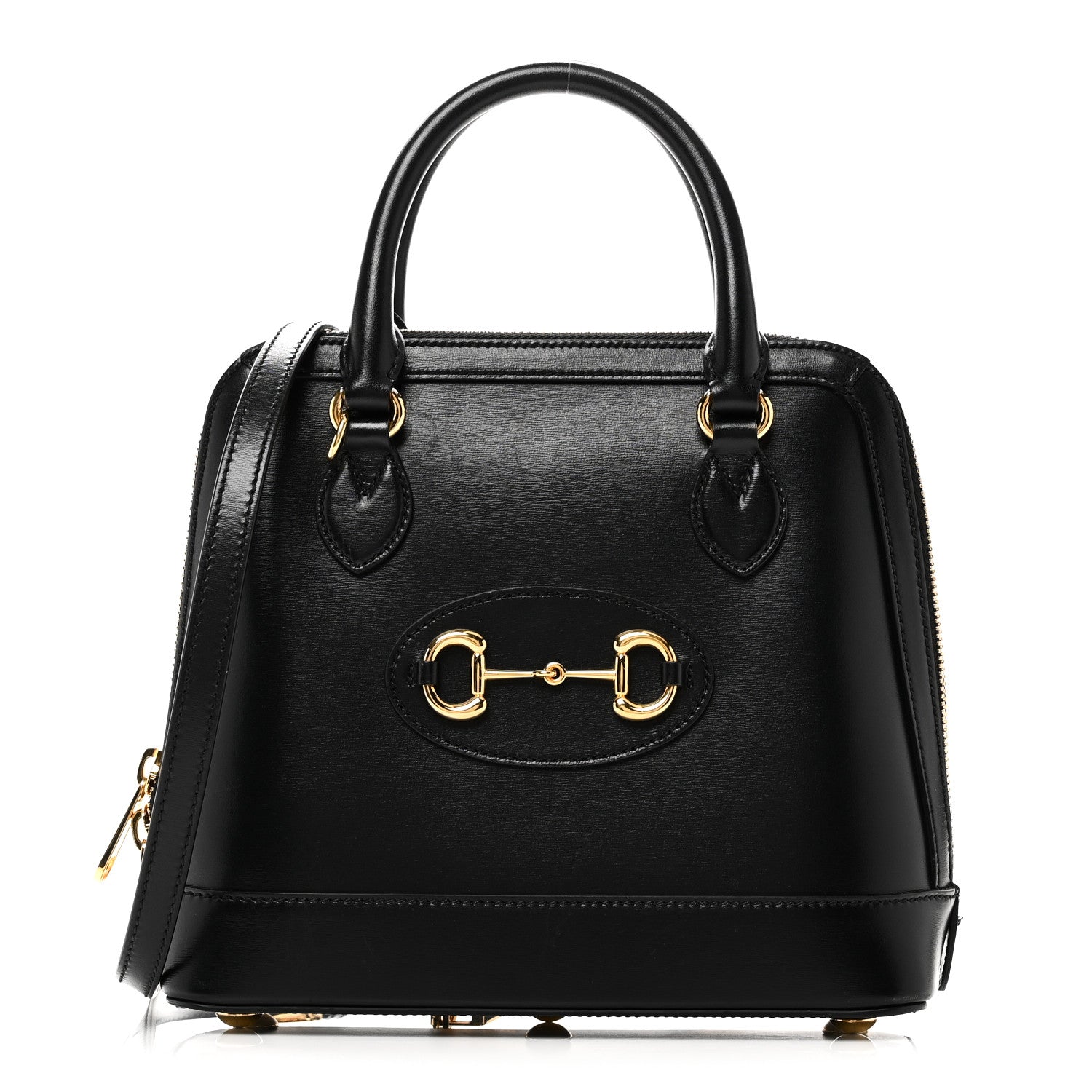 Gucci Boarded Plutone Calfskin Small Horsebit 1955 Top Handle Bag Black