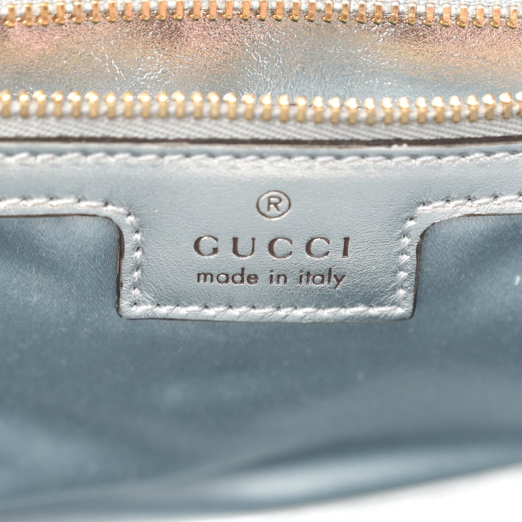 Gucci Iridescent Nappa Chevron Matelasse Small GG Marmont Shoulder Bag Iridescent Snow Light Blue
