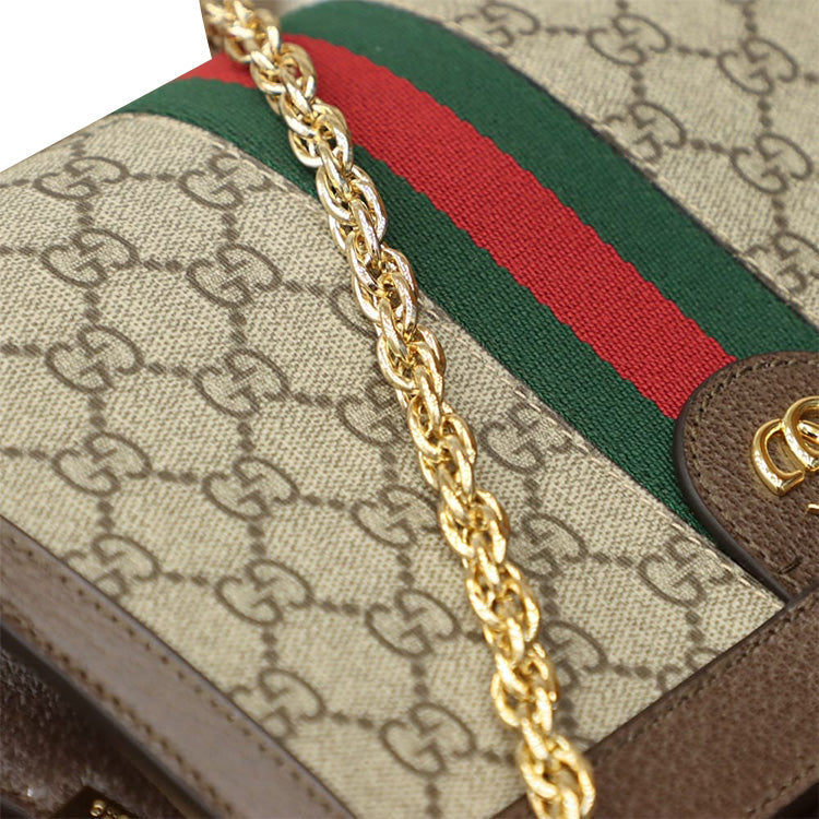 (WMNS) GUCCI Ophidia Retro Logo Stripe Webbing Canvas Chain Shoulder Messenger Bag Small / Brown Classic Literature and Art 503877-K05NG-8745