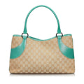 Pre-Loved Gucci Brown Beige Canvas Fabric GG Tote Bag Italy