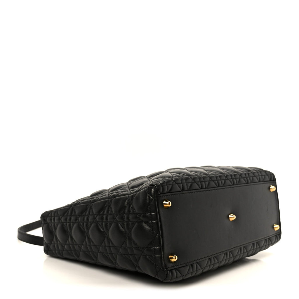 Christian Dior Lambskin Cannage Large Lady Dior Black