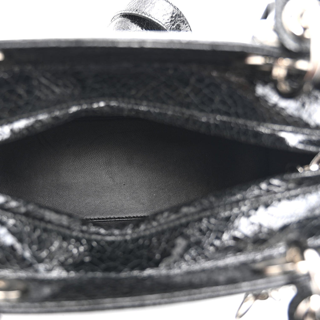 Christian Dior Ceramic Effect Deerskin Jeweled Swan Lady Dior Black