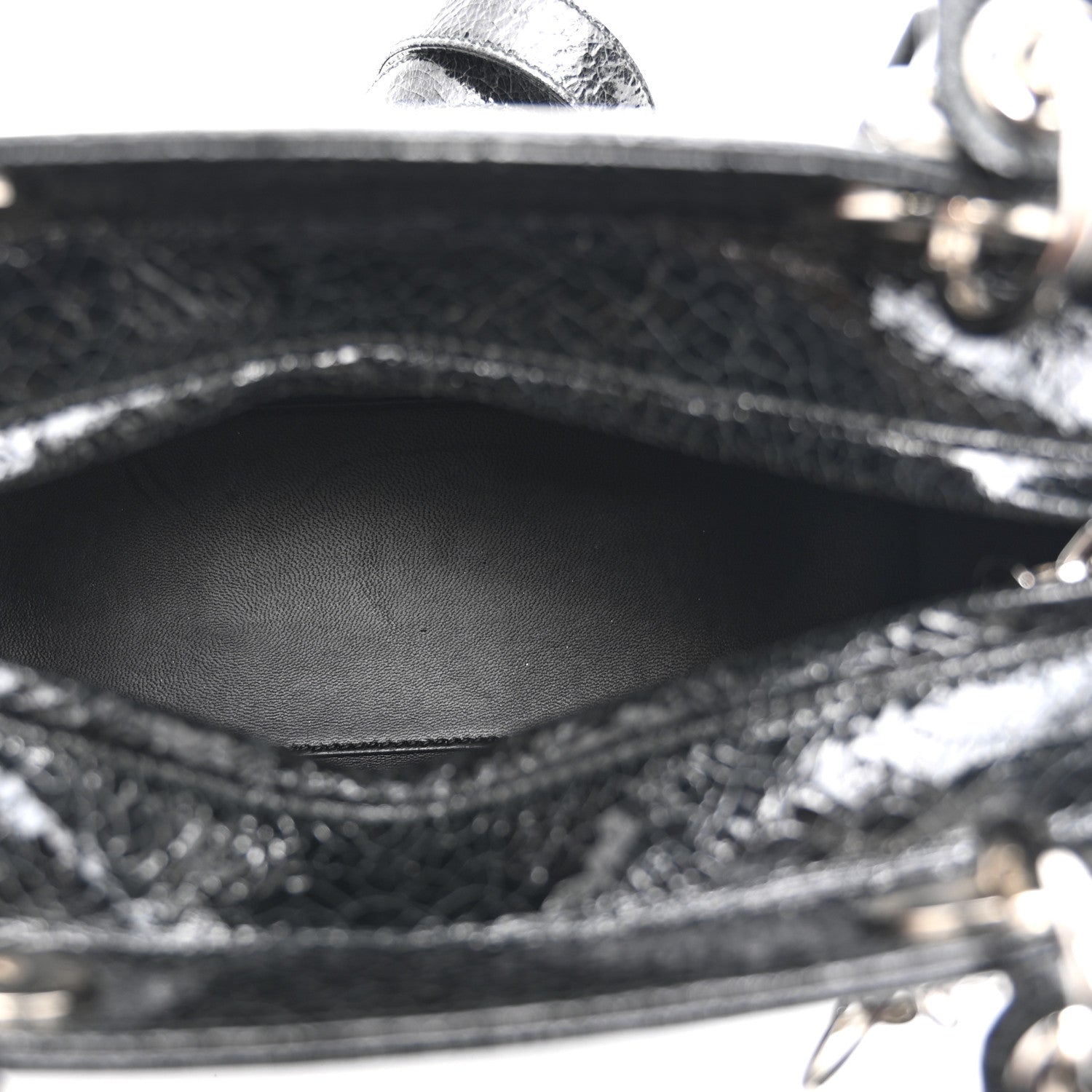 Christian Dior Ceramic Effect Deerskin Jeweled Swan Lady Dior Black