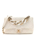Chanel Lambskin Quilted Resin Bi-Color Chain Flap Bag White