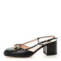 Gucci Malaga Kid Horsebit 70mm Slingback Pumps 36  Black