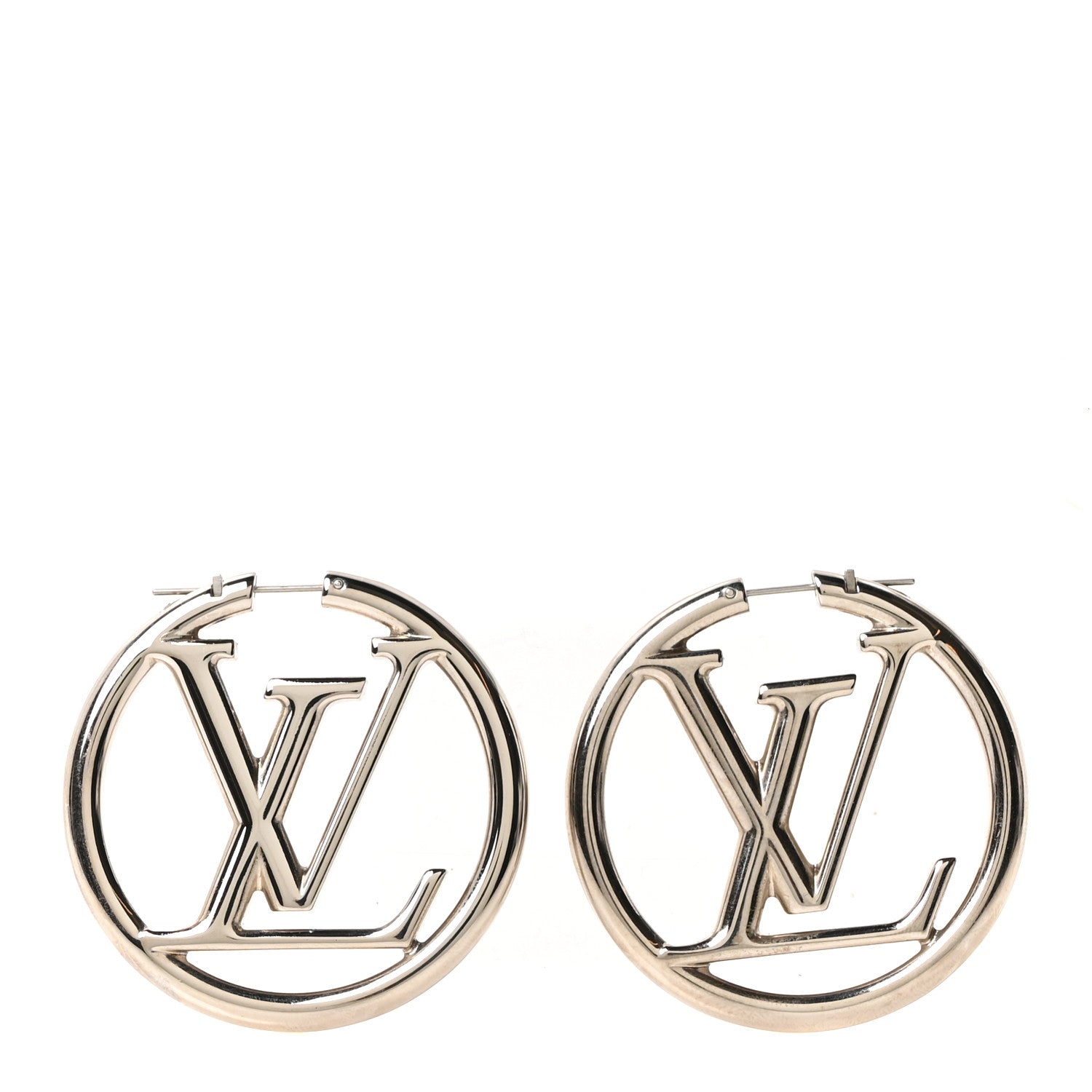 Louis Vuitton Palladium Louise Hoop Earrings Silver