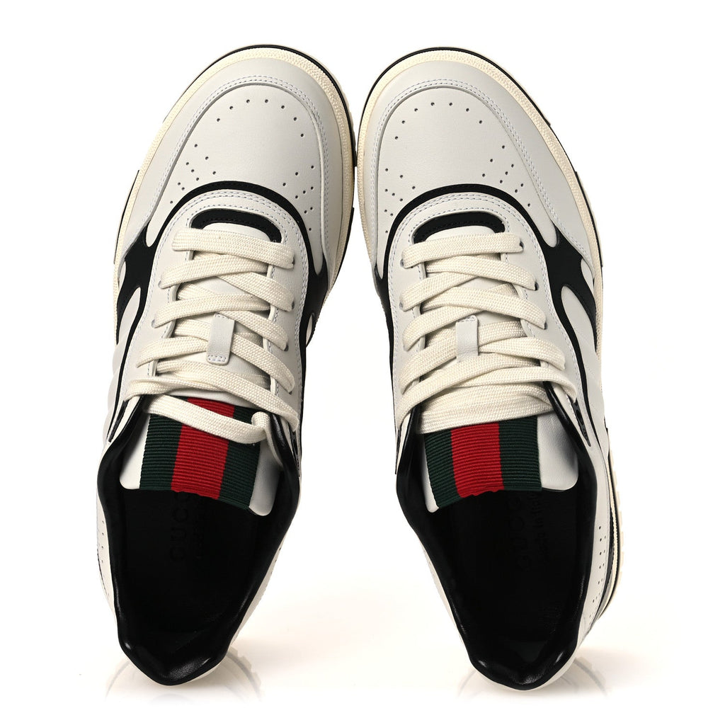 Gucci Sparrow Calfskin Mens Re-Web Sneakers 8 Green White Black