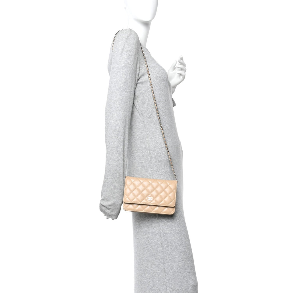 Chanel Caviar Quilted Wallet on Chain WOC Beige