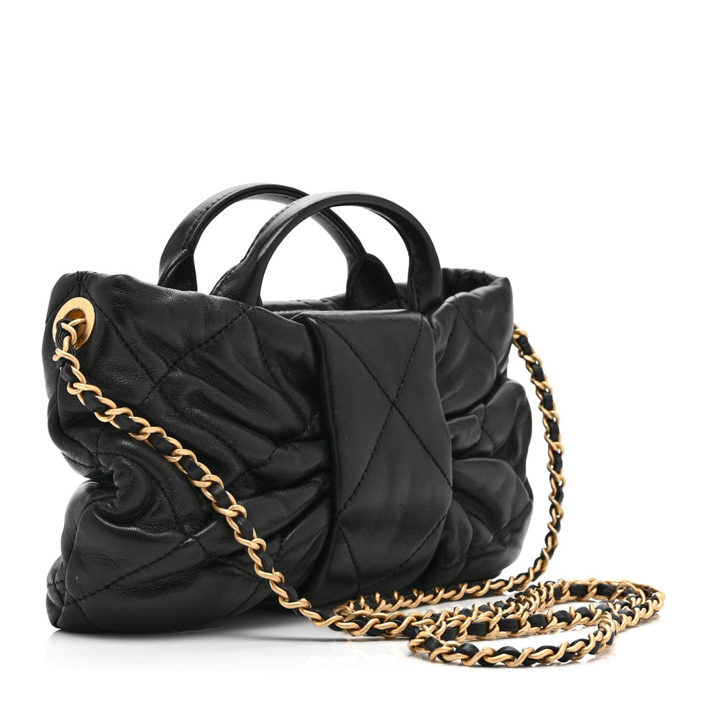 Chanel Lambskin Quilted Mini Bow Bag Black