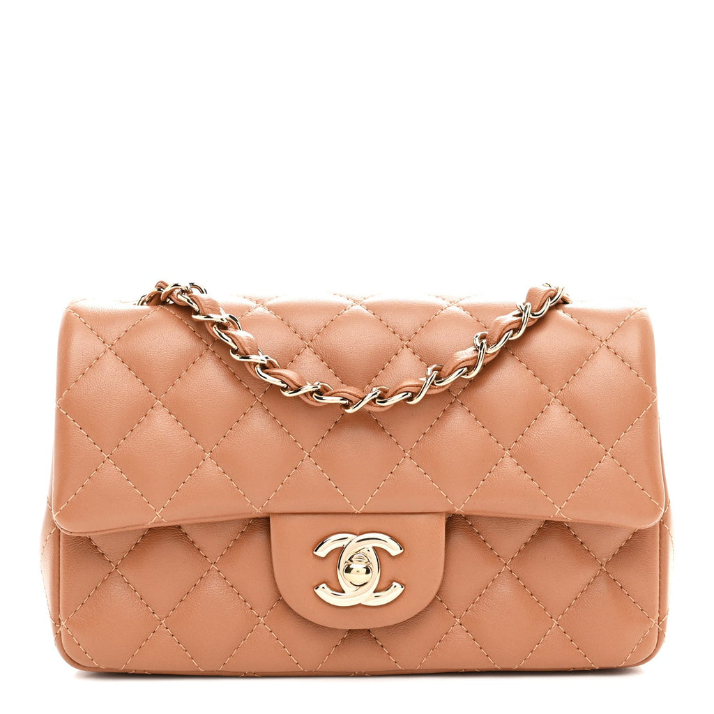 Chanel Lambskin Quilted Mini Rectangular Flap Brown