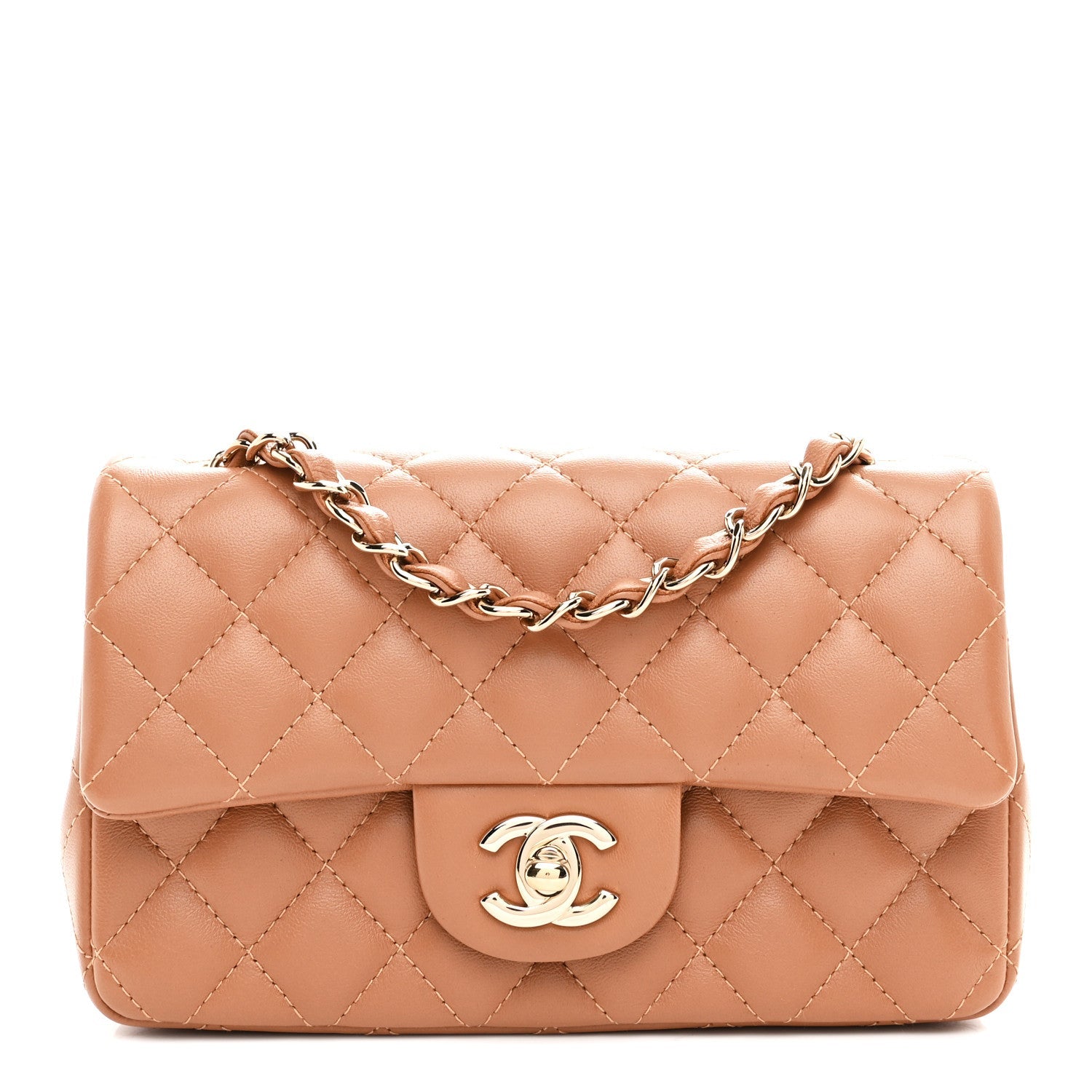 Chanel Lambskin Quilted Mini Rectangular Flap Brown