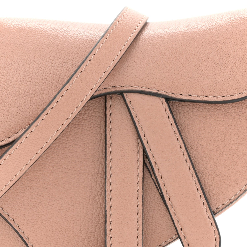 Christian Dior Goatskin Micro Saddle Bag Rose Des Vent