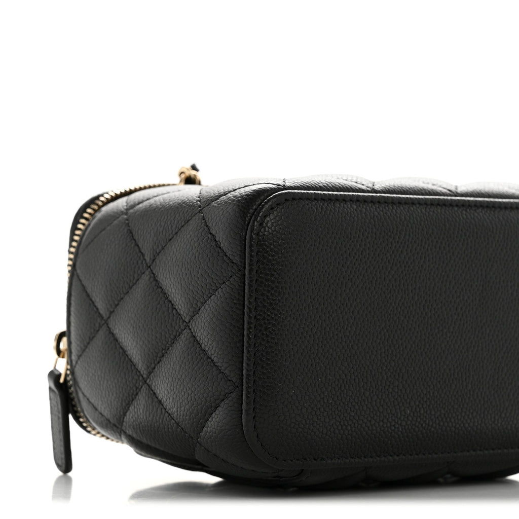 Chanel Caviar Quilted Small Tiny CC Vanity Case With Chain Black