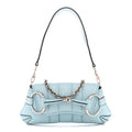 Gucci Nappa Vertical Matelasse Small Maxi Horsebit Chain Shoulder Bag Crystal Snow