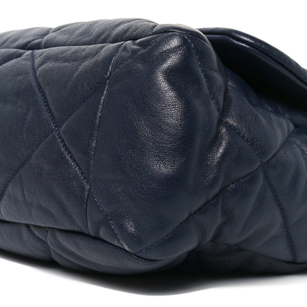 Chanel Goatskin Quilted Maxi Chanel 19 Flap Navy Blue
