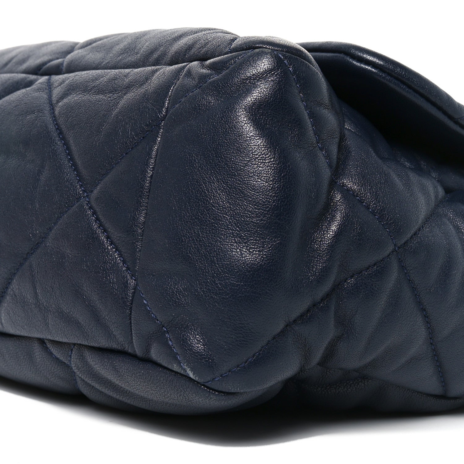 Chanel Goatskin Quilted Maxi Chanel 19 Flap Navy Blue