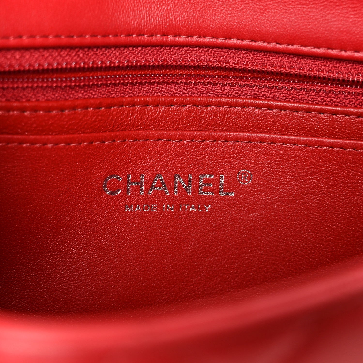 Chanel Lambskin Quilted Mini Rectangular Flap Dark Red