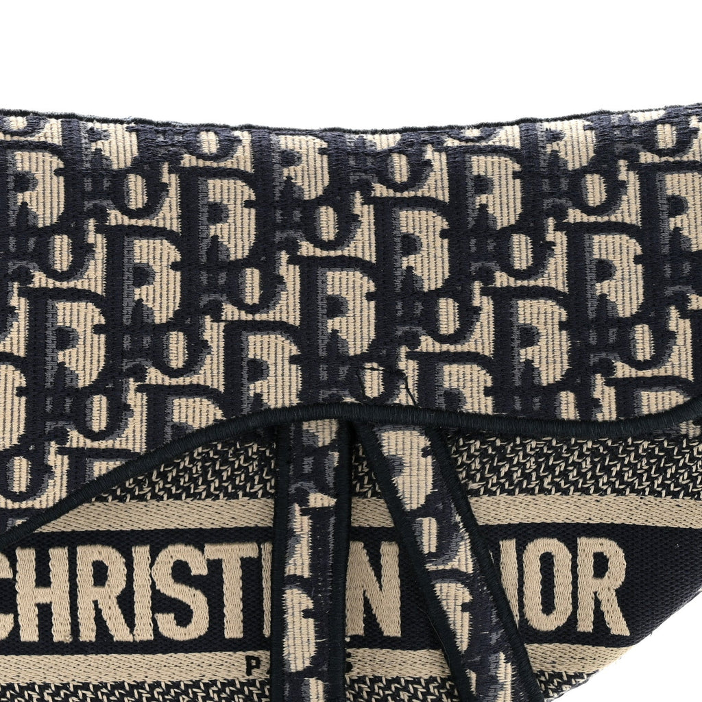 Christian Dior Oblique Embroidered Saddle Bag Blue