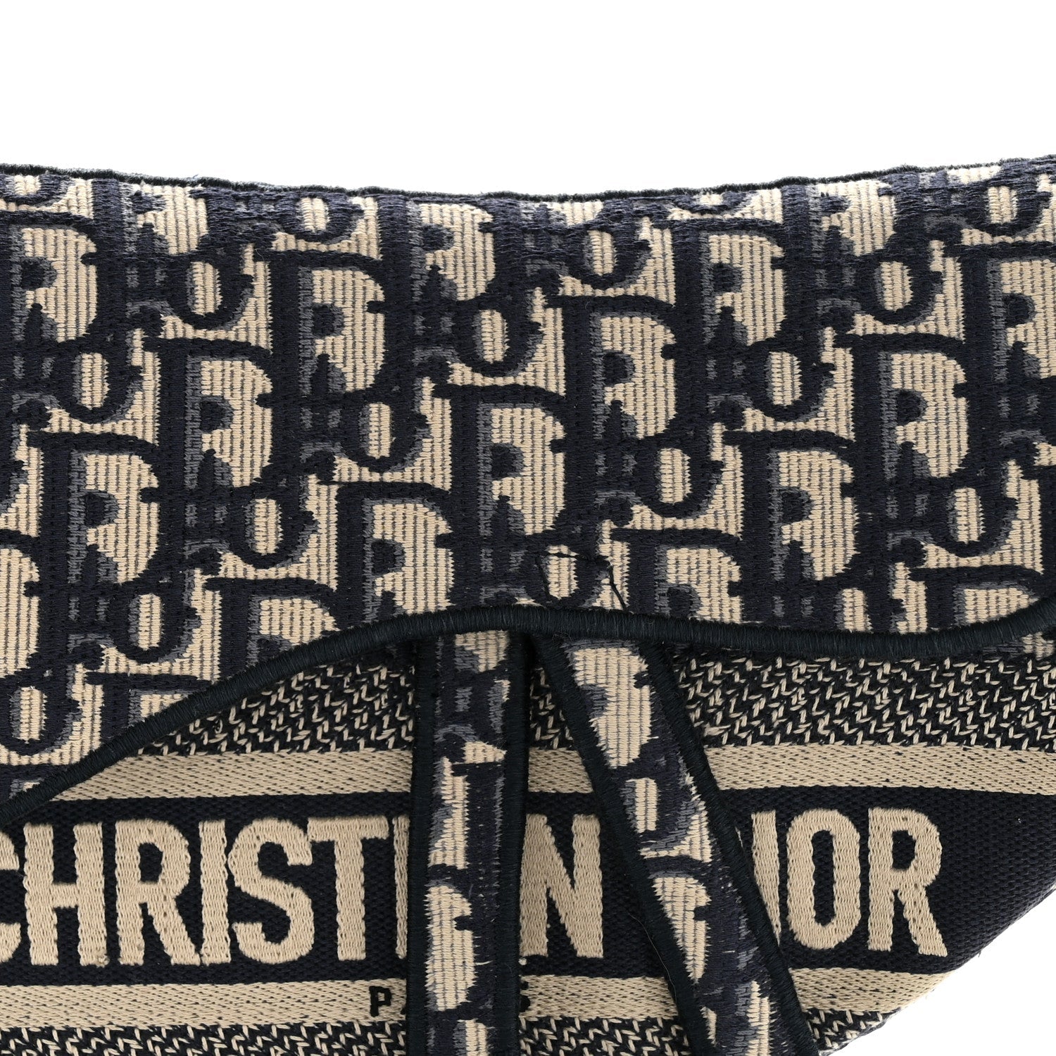 Christian Dior Oblique Embroidered Saddle Bag Blue