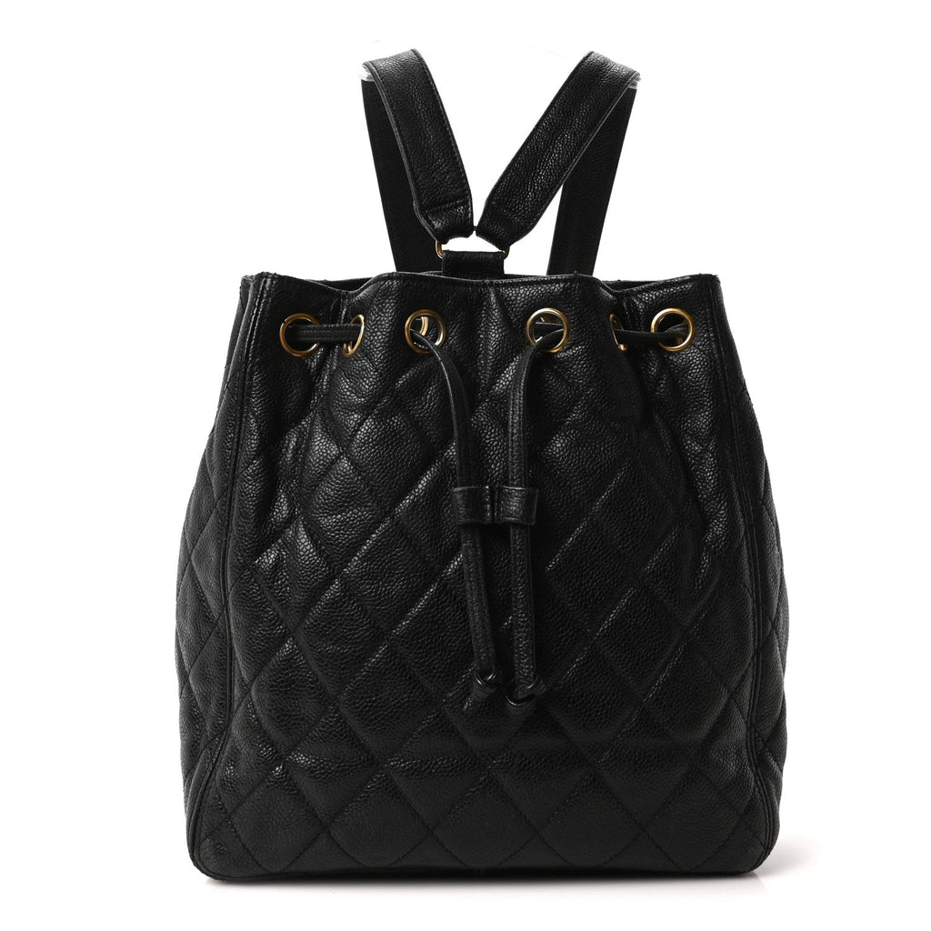 Chanel Caviar Quilted Drawstring Backpack Black