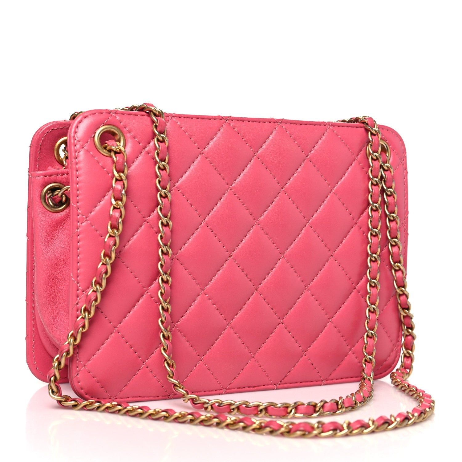 Chanel Calfskin Quilted Small CC Chain Accordion Tote Pink