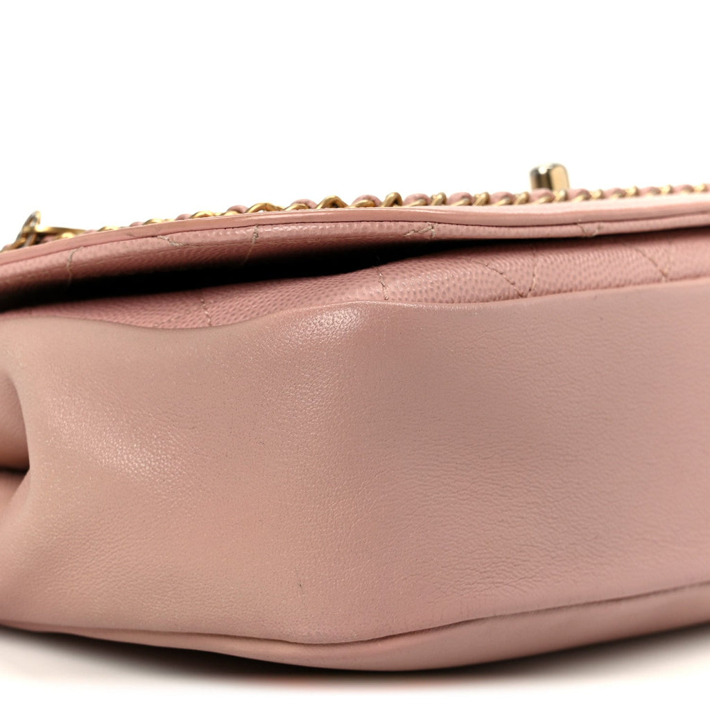 Chanel Lambskin Caviar Lovely Chains Flap Shoulder Bag Pink