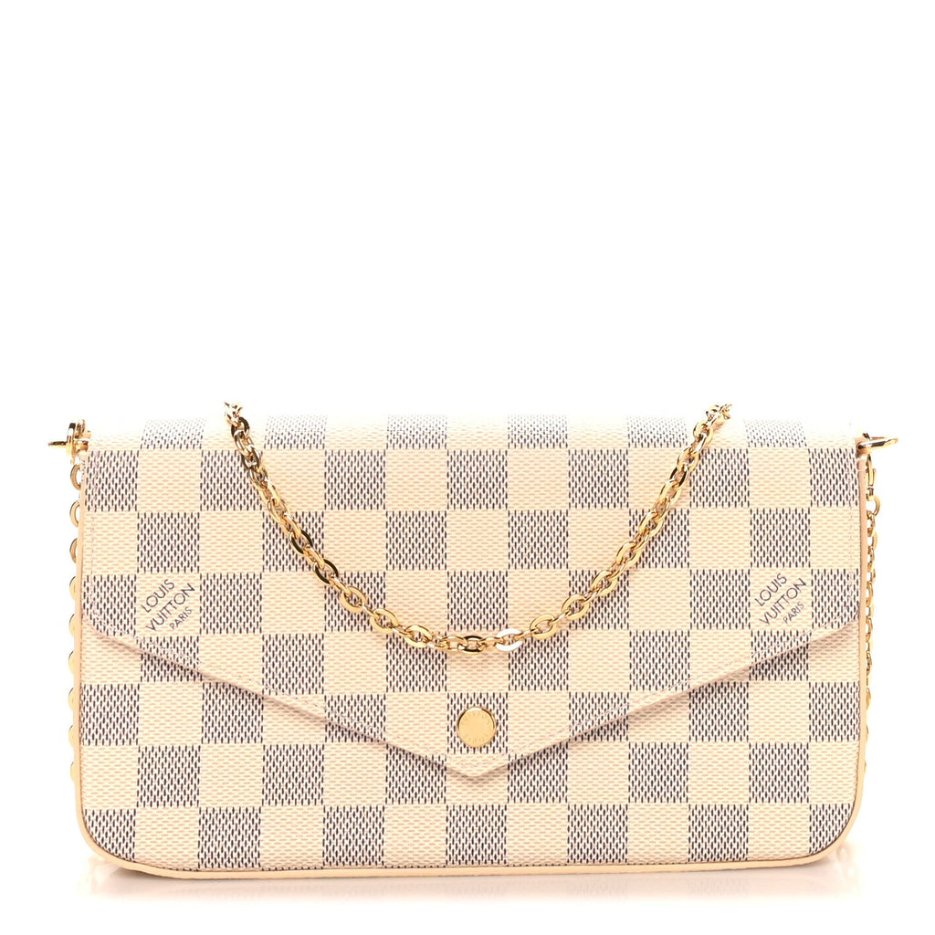 Louis Vuitton Damier Azur Pochette Felicie Chain Wallet Rose Ballerine