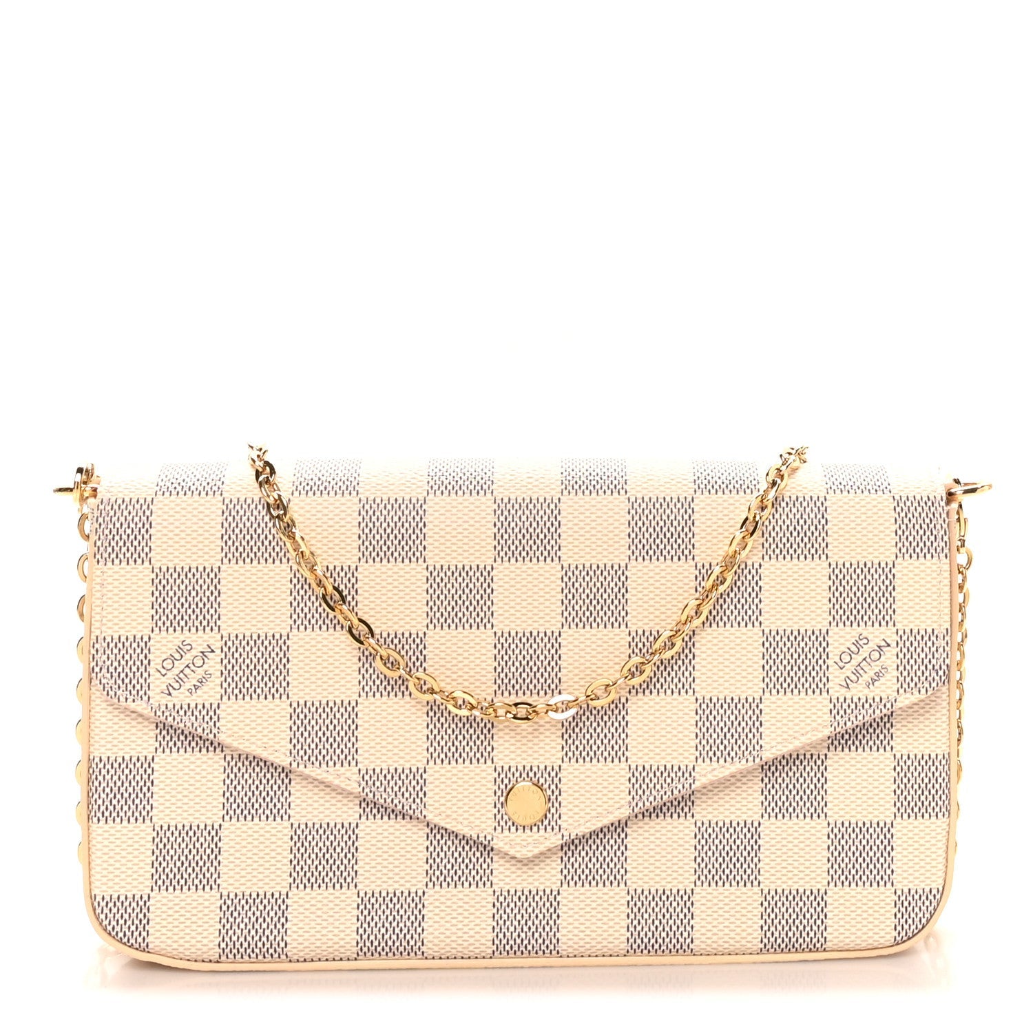Louis Vuitton Damier Azur Pochette Felicie Chain Wallet Rose Ballerine
