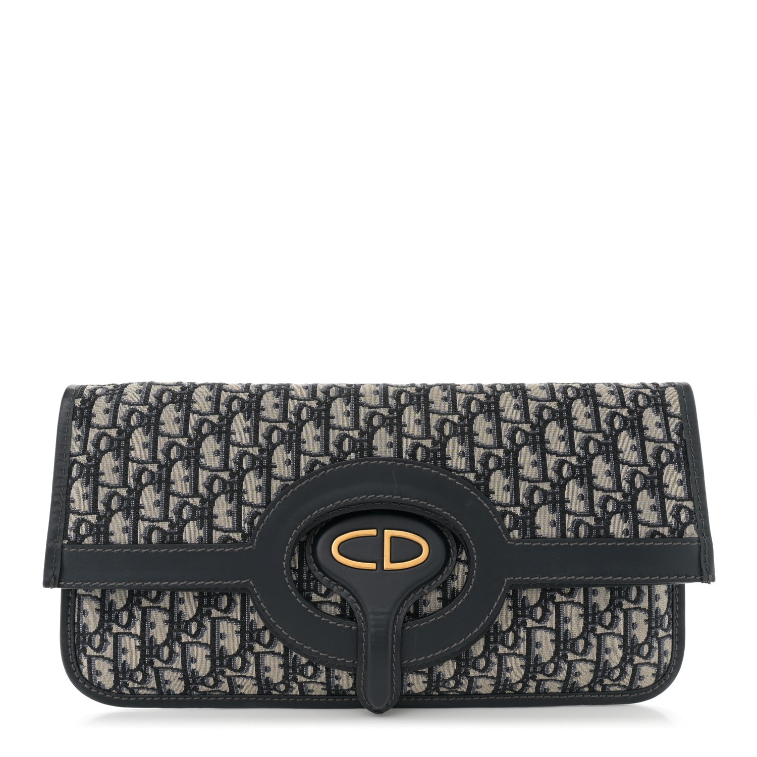 Christian Dior Oblique Fold Over Clutch Blue