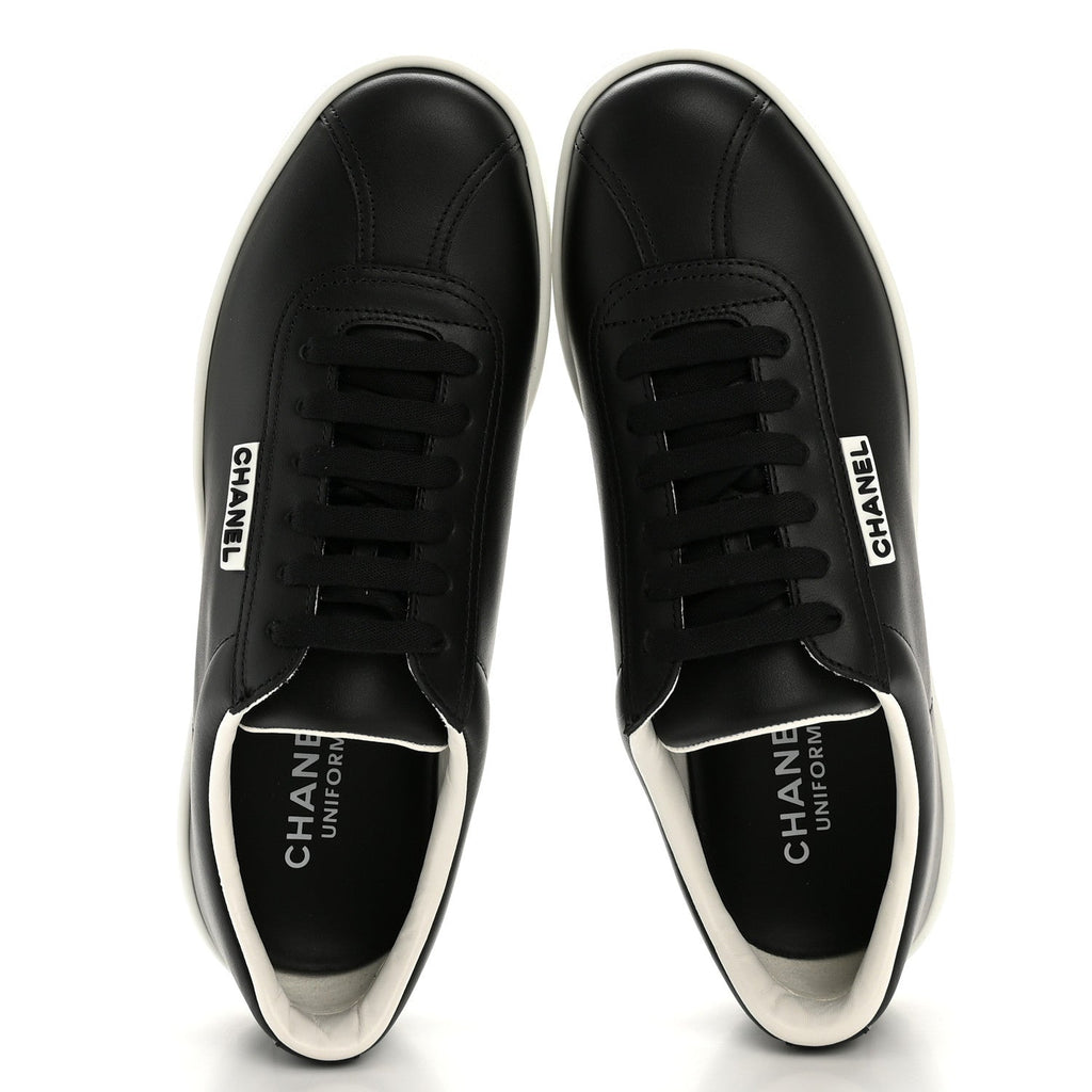 Calfskin CC Womens Sneakers 37.5 Black