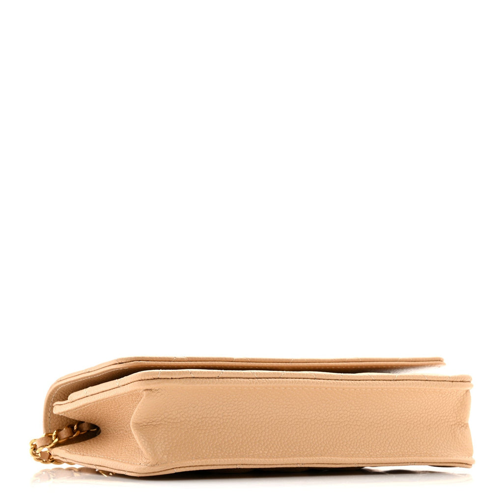 Chanel Caviar Quilted Wallet on Chain WOC Beige