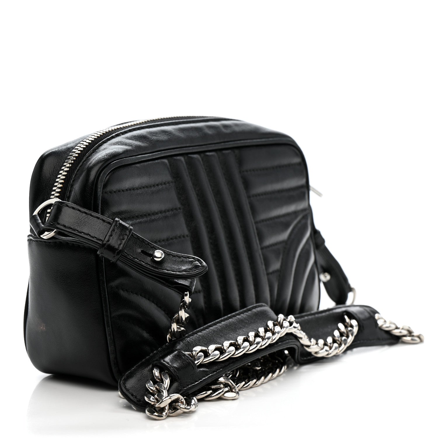 Prada Soft Calfskin Diagramme Camera Bag Black