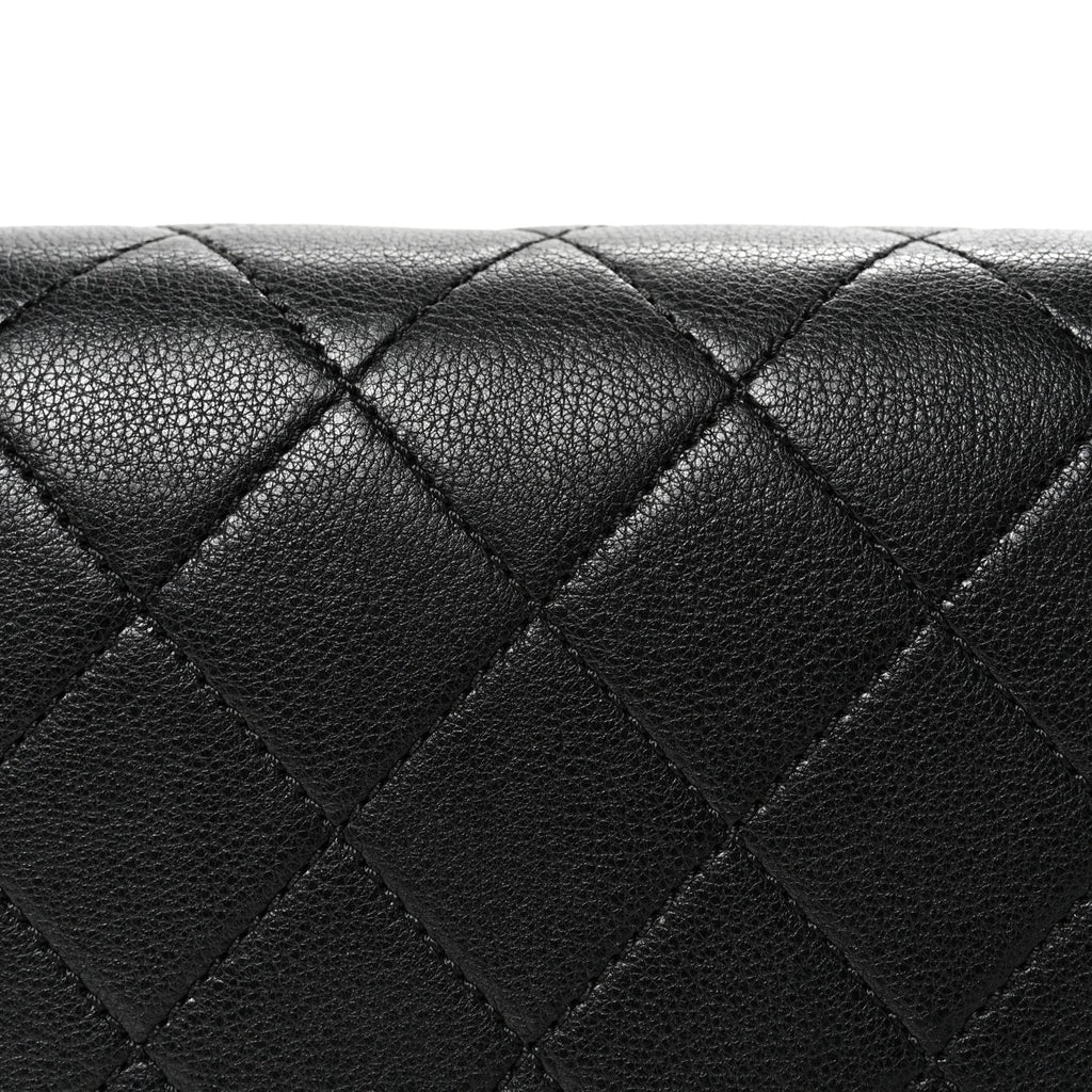 Chanel Grained Calfskin Quilted Large Label Click Flap Bag Black
