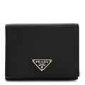 Prada Tessuto Nylon Tri-Fold Compact Wallet  Black