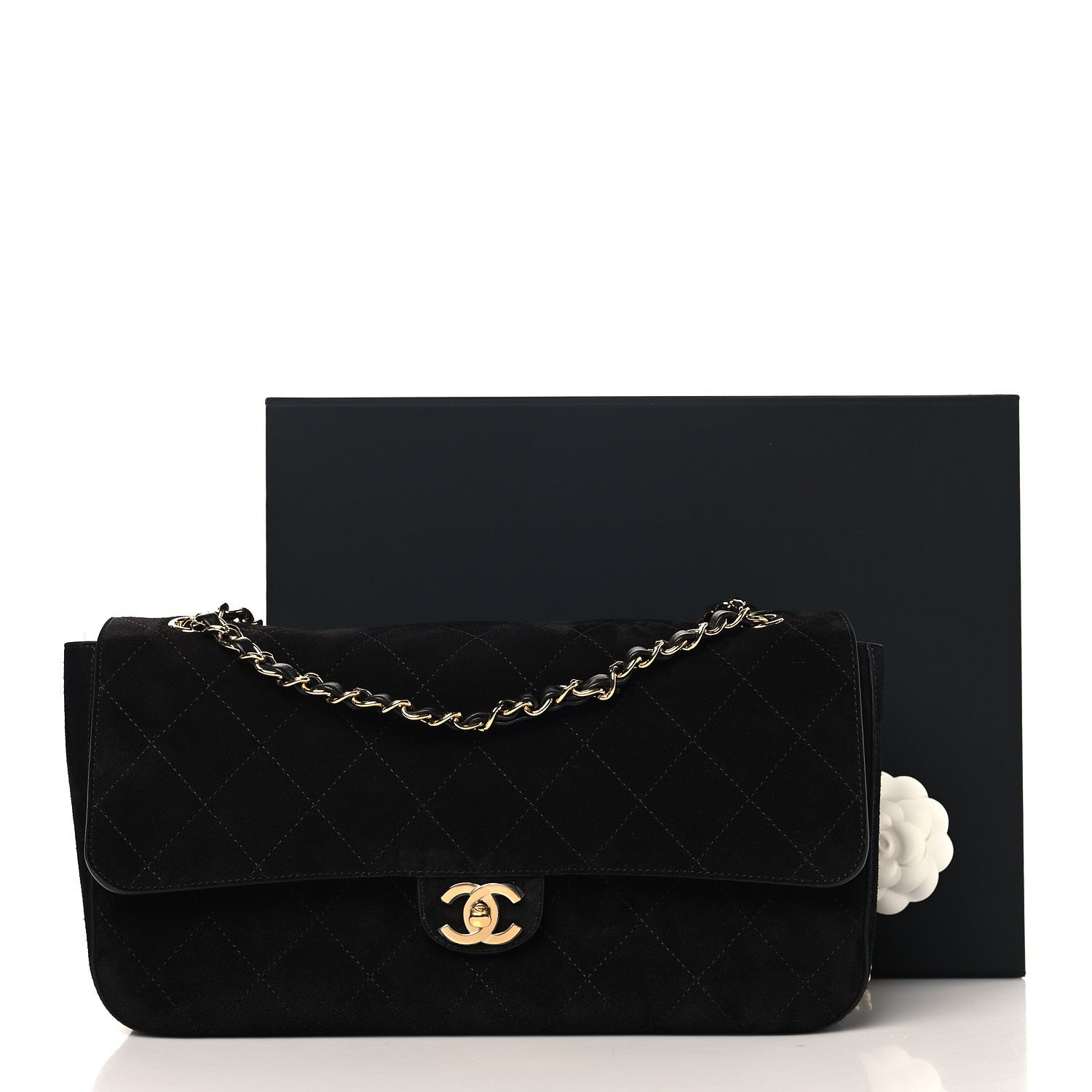 Chanel Suede Calfskin Small Souplissimo Maxi Flap Black