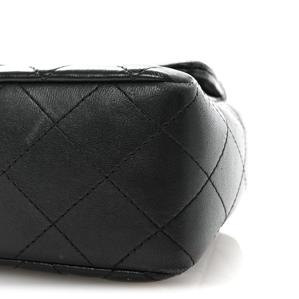 Chanel Lambskin Quilted Mini Rectangular Flap Black