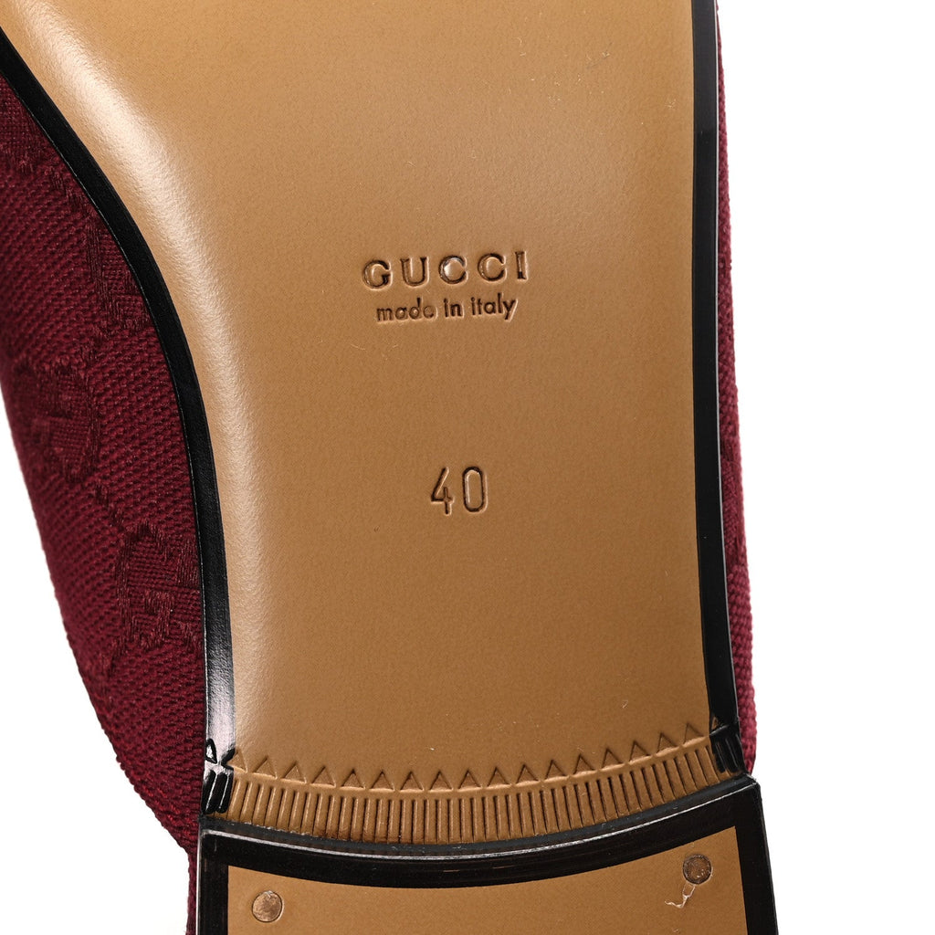 Gucci New Canvas GG Monogram Malaga Kid Womens Princetown Slippers 40 Rosso Ancora