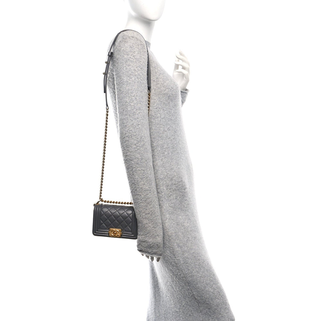 Chanel Caviar Quilted Mini Boy Flap Dark Grey