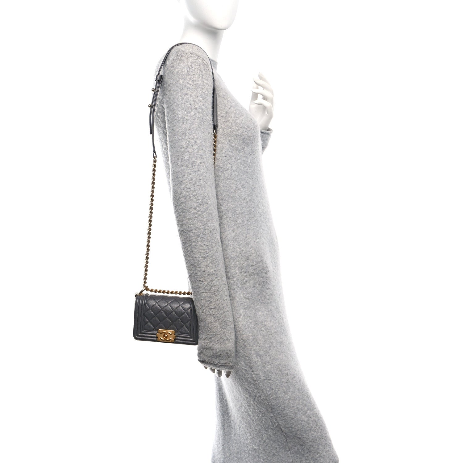 Chanel Caviar Quilted Mini Boy Flap Dark Grey