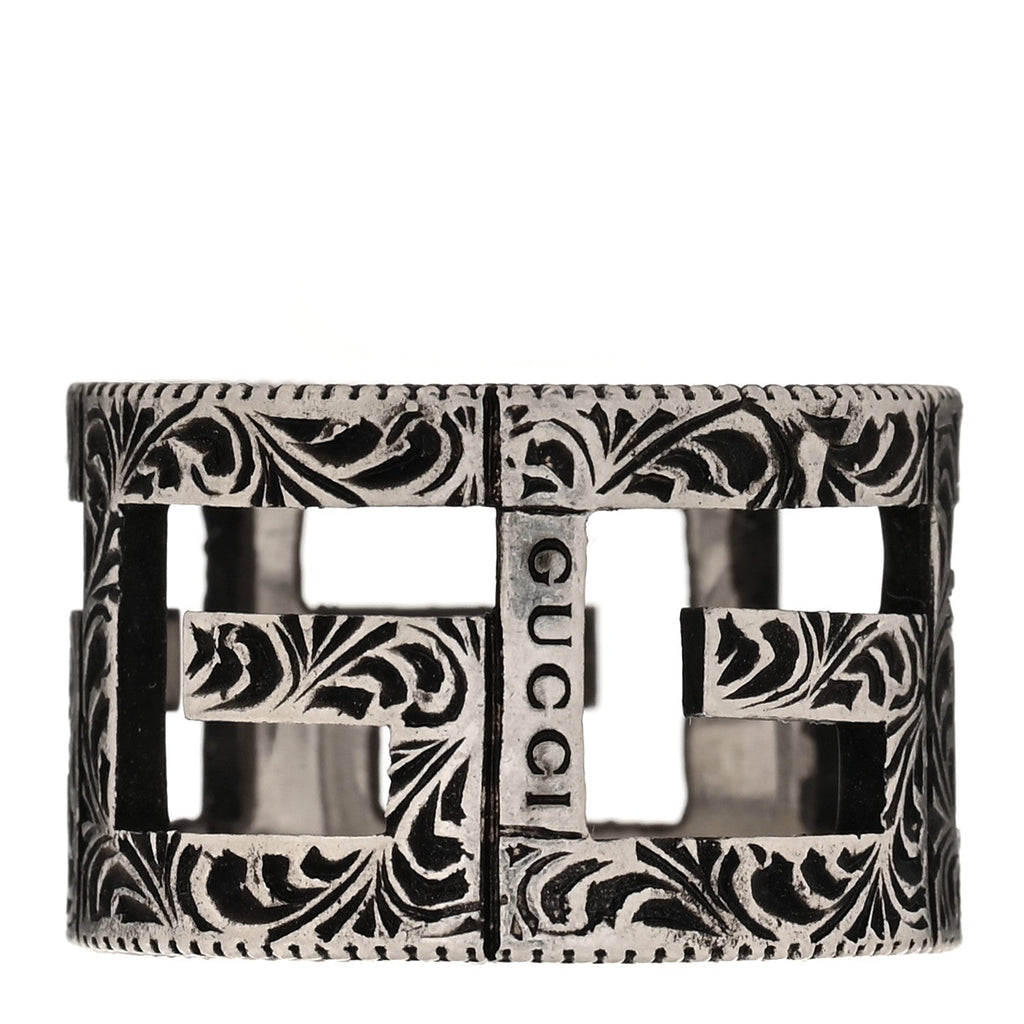 Gucci Sterling Silver Wide Square G Band Ring 65 11