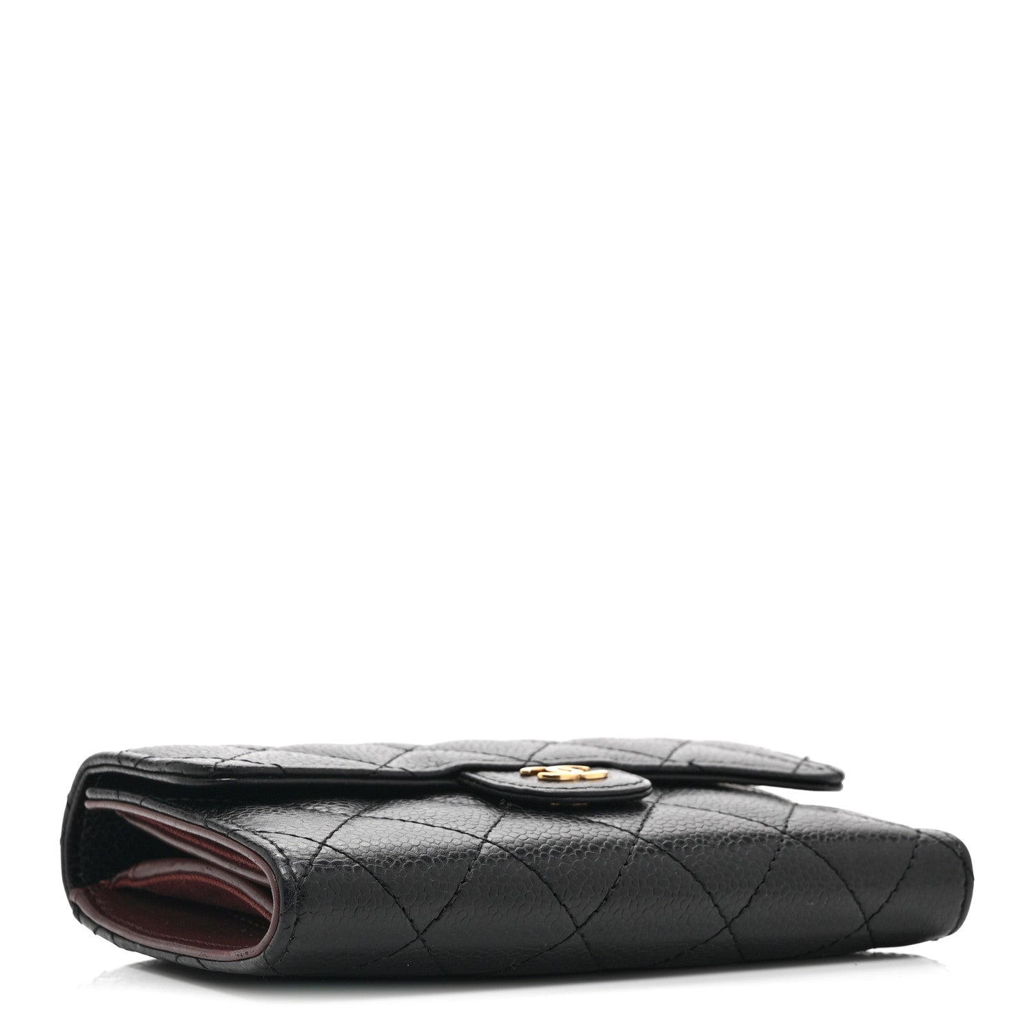 Caviar Quilted Medium Flap Wallet Black