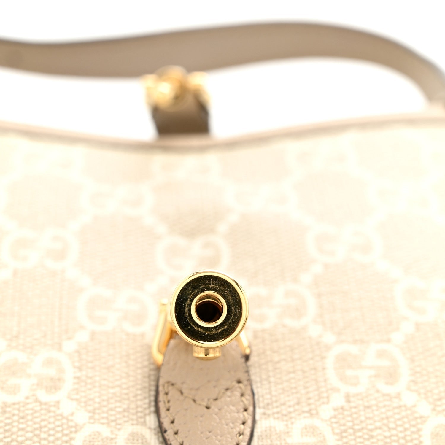 Gucci GG Supreme Monogram Textured Dollar Calfskin Mini Jackie 1961 Hobo Beige Mystic White Oatmeal